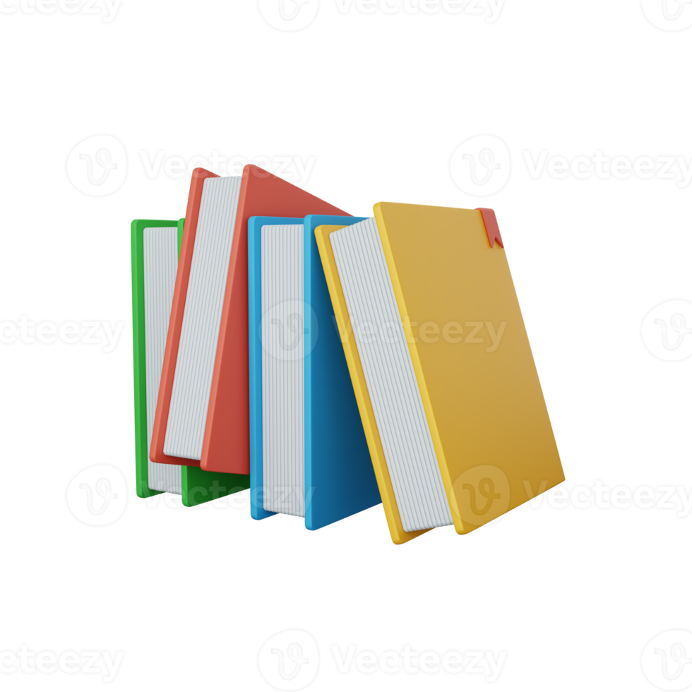 3d rendering books isolated useful for education, learning, knowledge, school and class design illustrations png