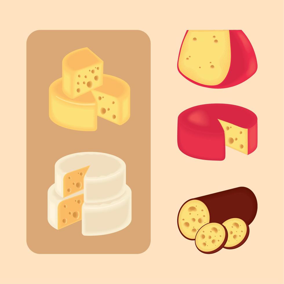 realistic cheese, set vector
