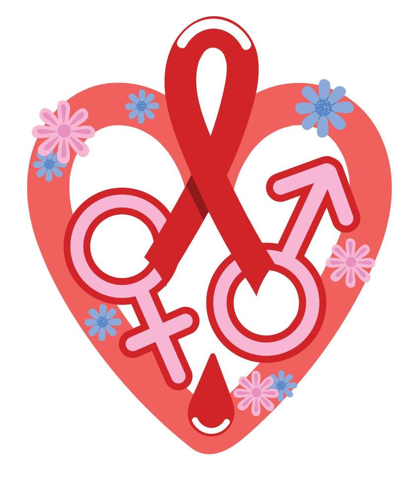 ribbon and heart vector