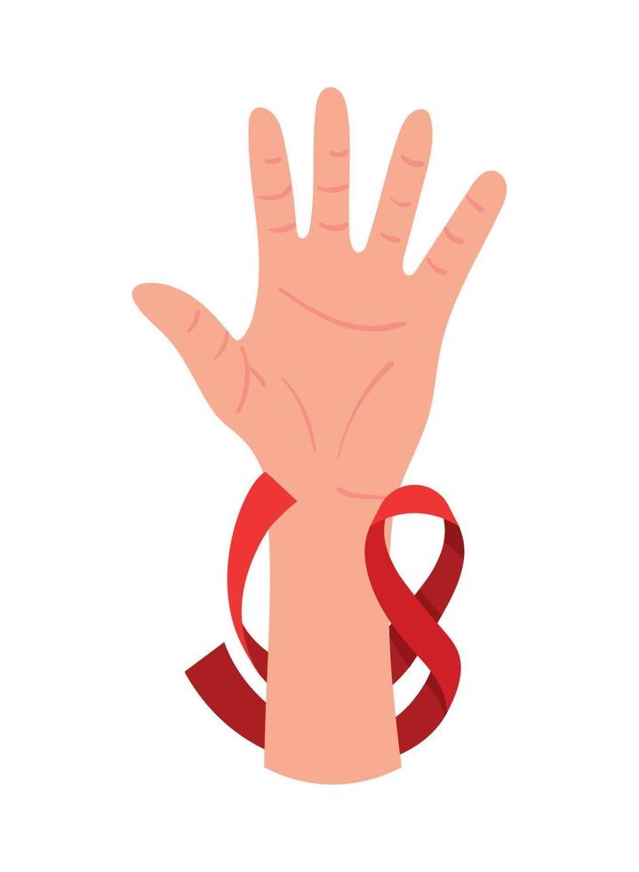 AIDS day, hand with red ribbon vector