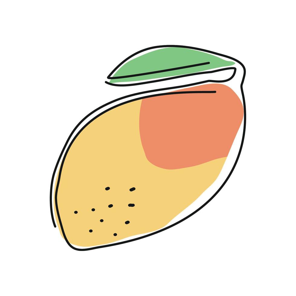 dibujo lineal de fruta de mango vector