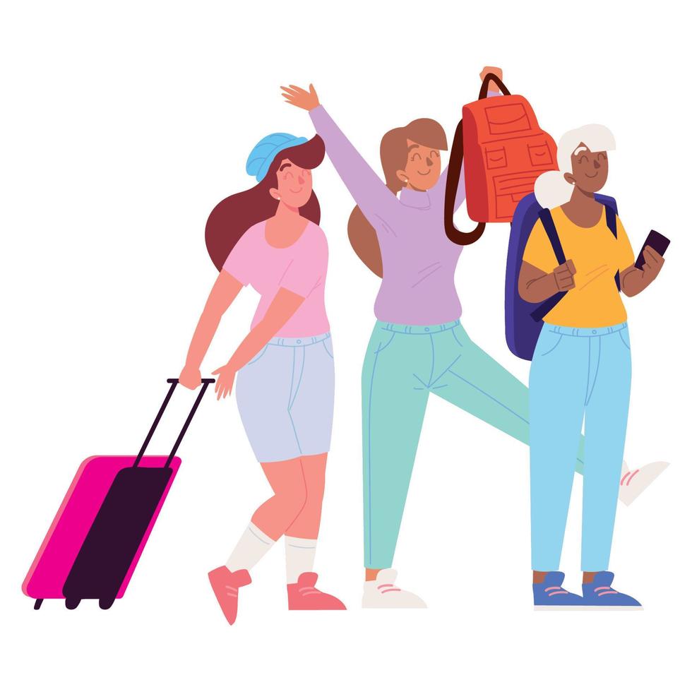 mujeres viajes y aventuras vector