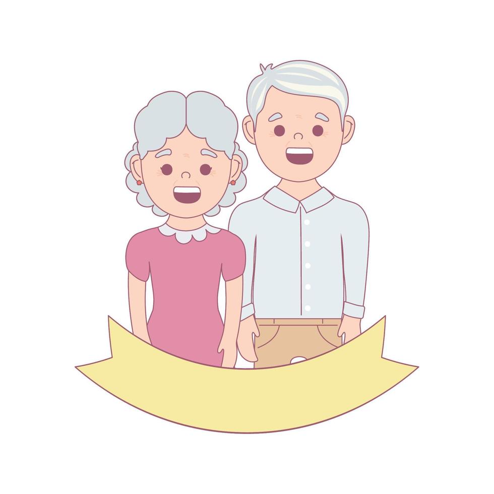 cute old couple, older person day vector