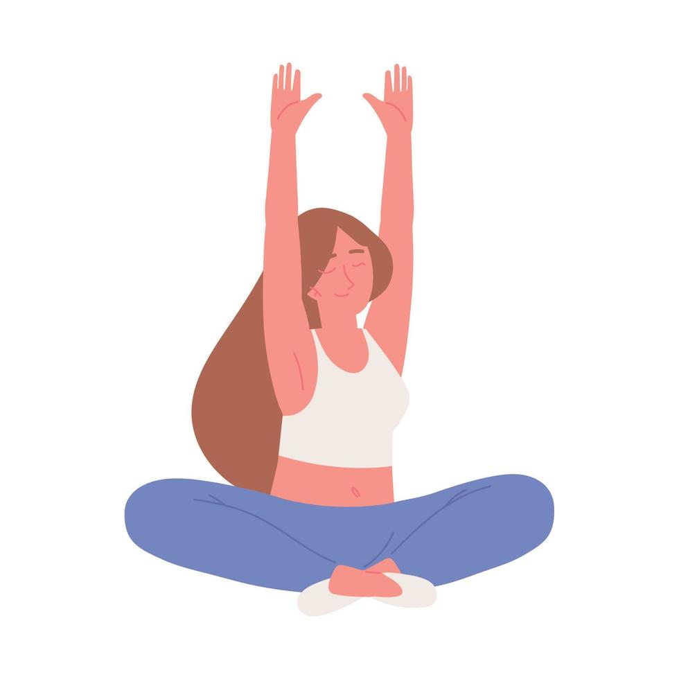 mujer haciendo yoga vector