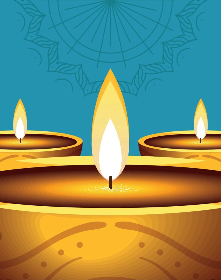 Diwali lights and mandala vector