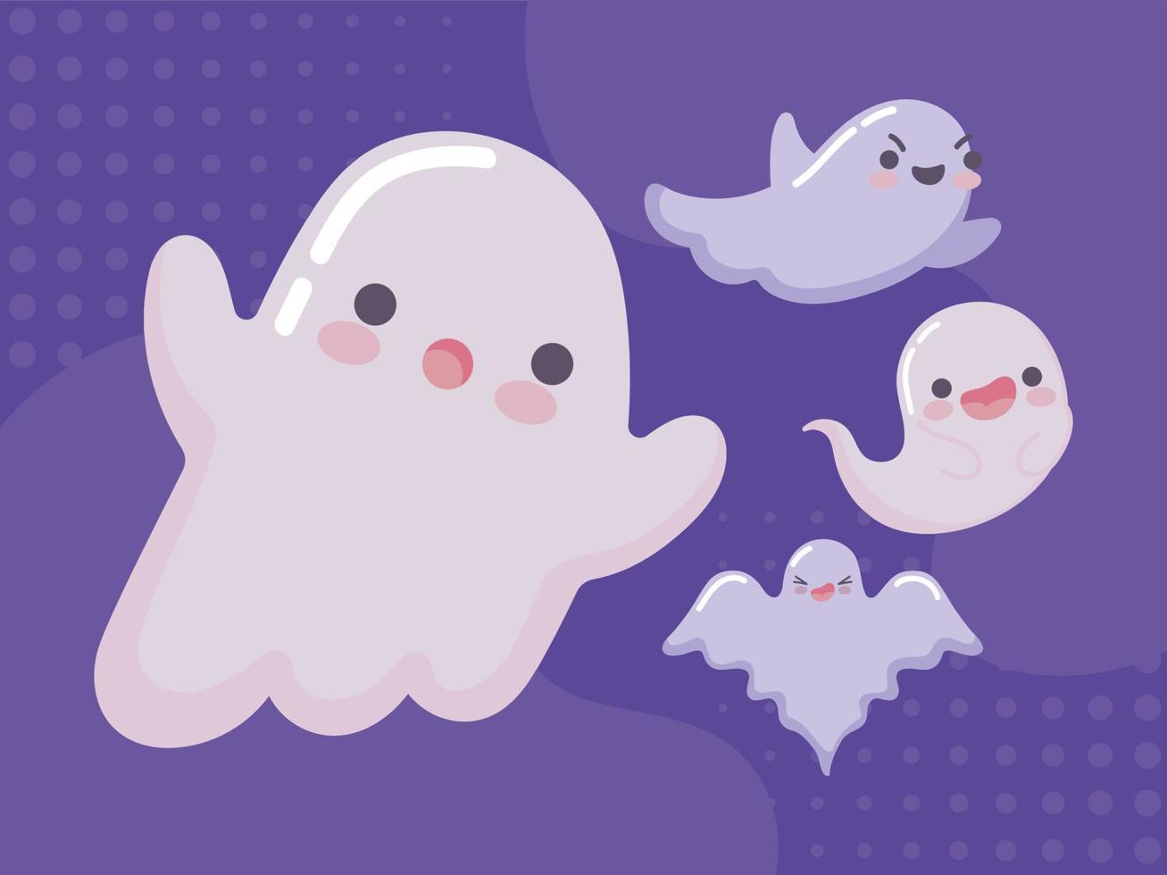 icons set, cute ghosts vector