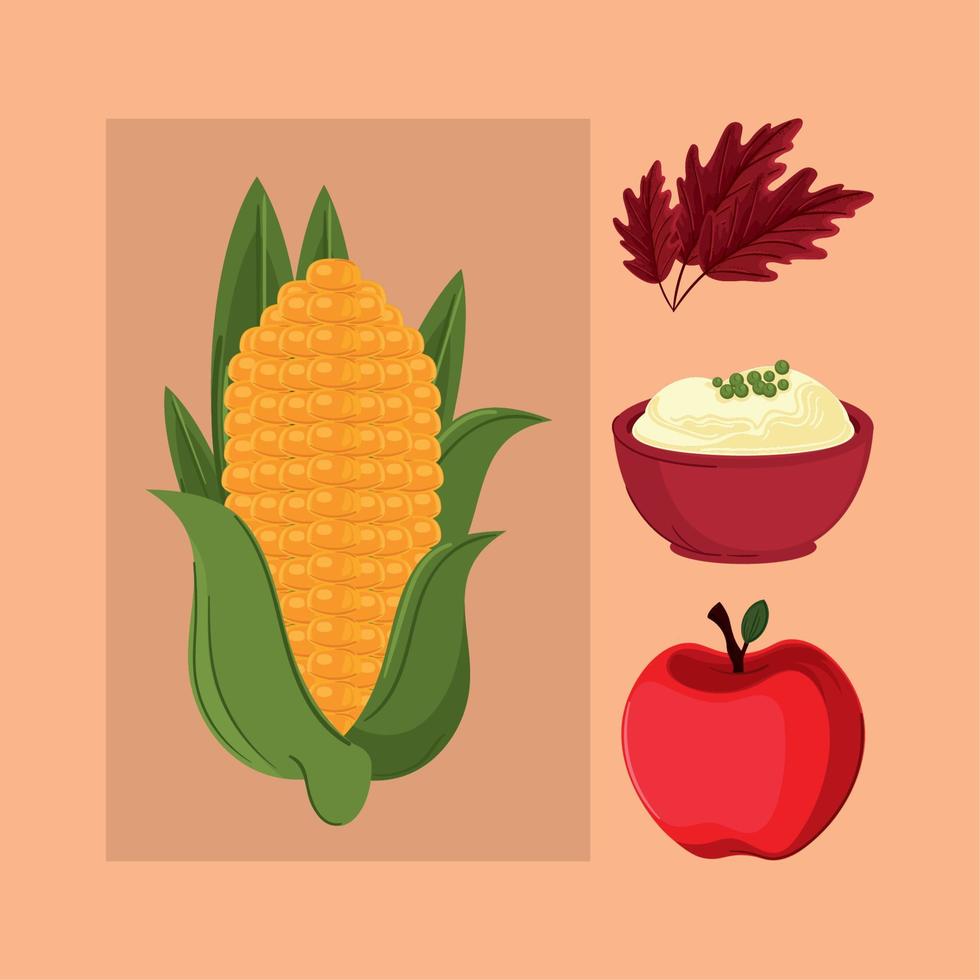 set of thanksgiving food vector
