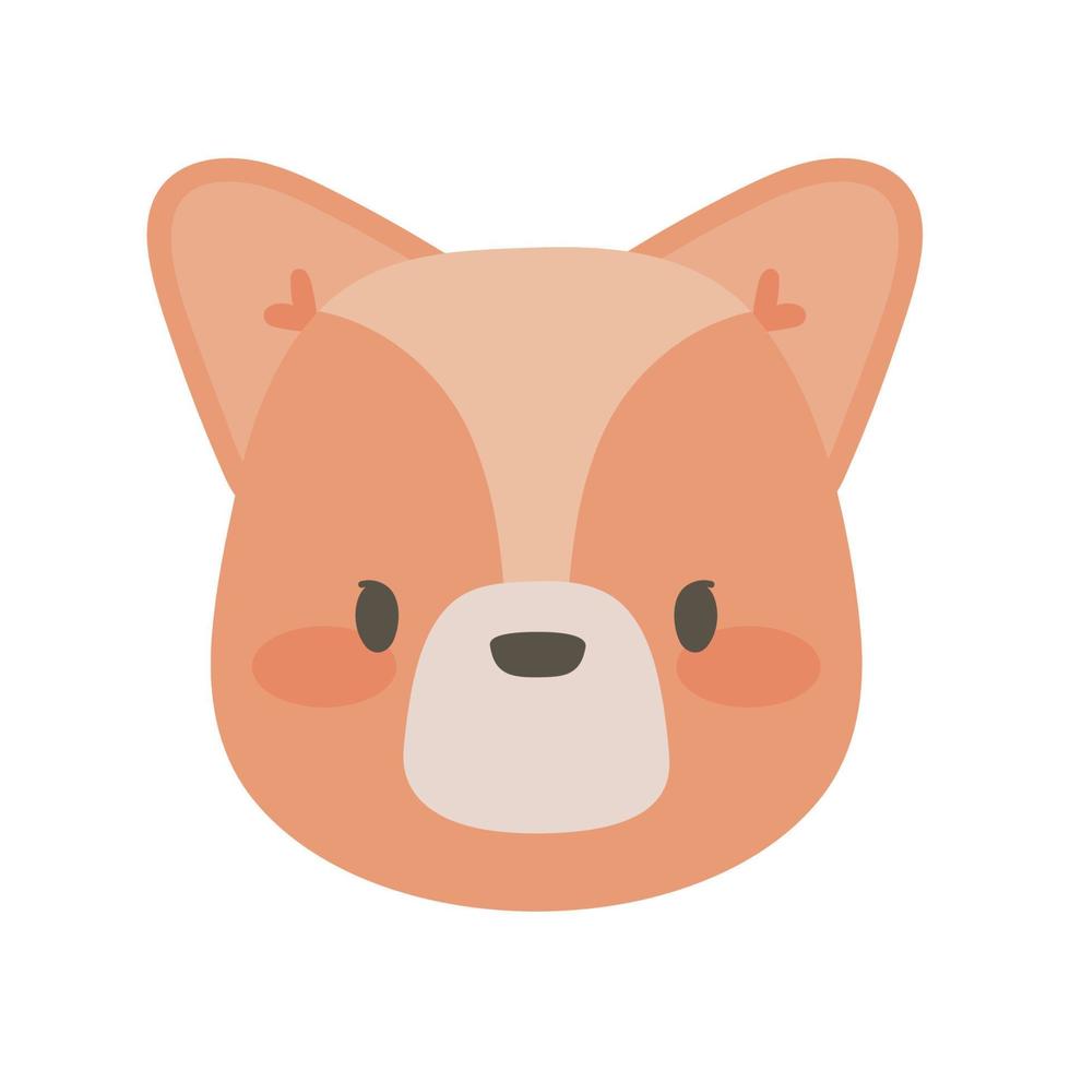 fox face cute animal vector