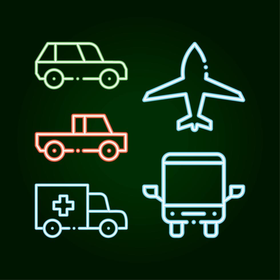 set of neon transport vector
