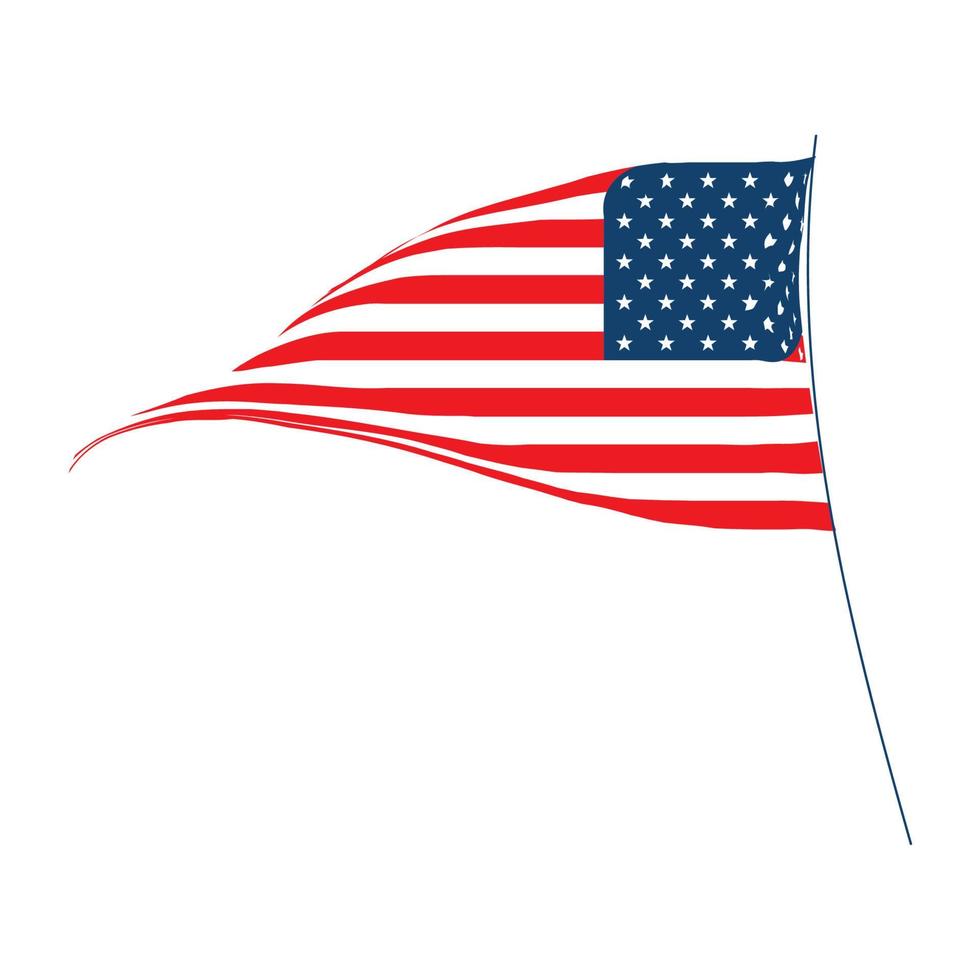 american flag in pole vector