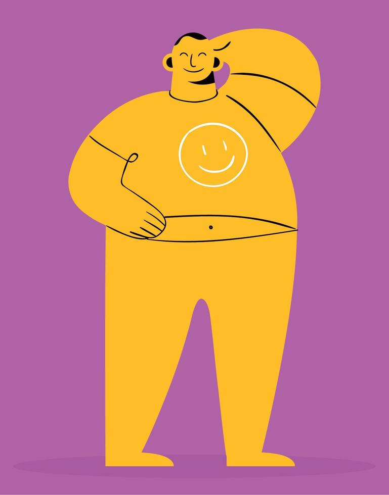 fat young man smiling vector