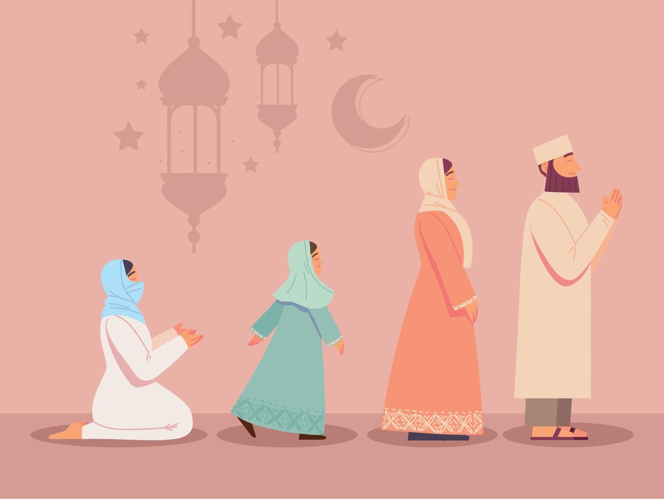 family and muslim culture vector