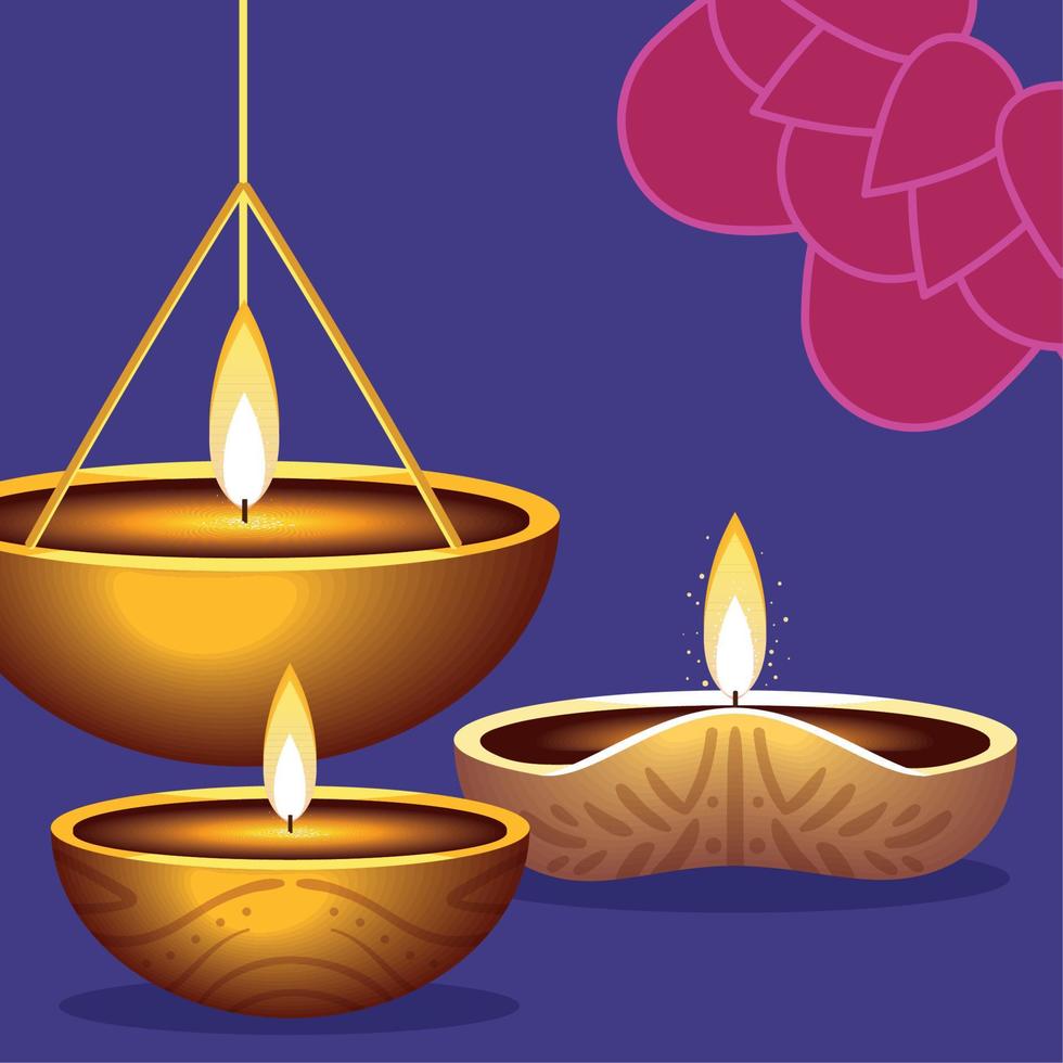 luces diya de diwali vector