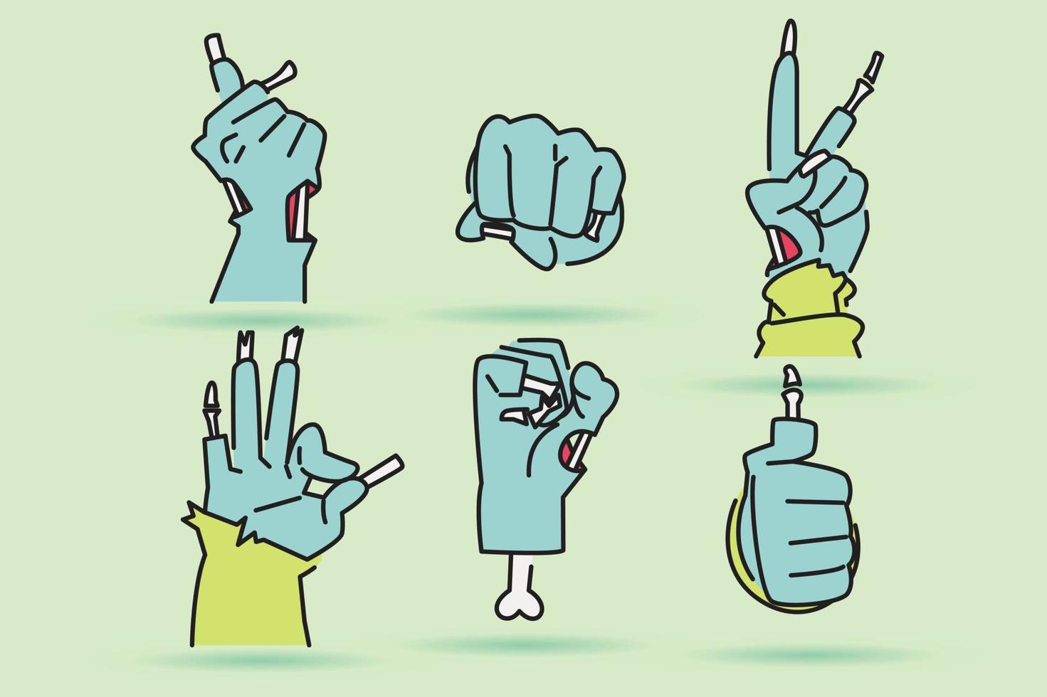 zombie hand sign, halloween zombie hand in flat design vector