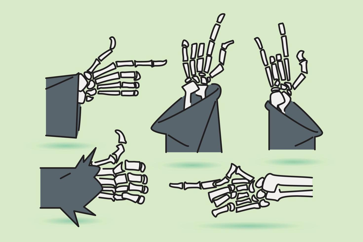 bone hand sign, halloween clip art in flat design vector