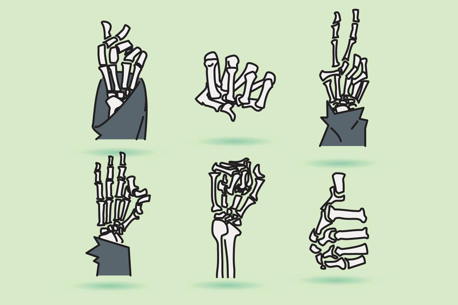 bone hand sign, halloween clip art in flat design vector