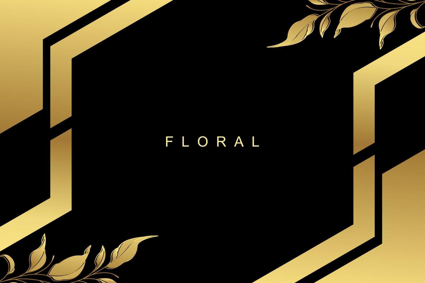 Luxury minimal style frame with golden line art flower and botanical leaves, Organic shapes. Vector background for banner, poster, wedding invitation and other concept. 2