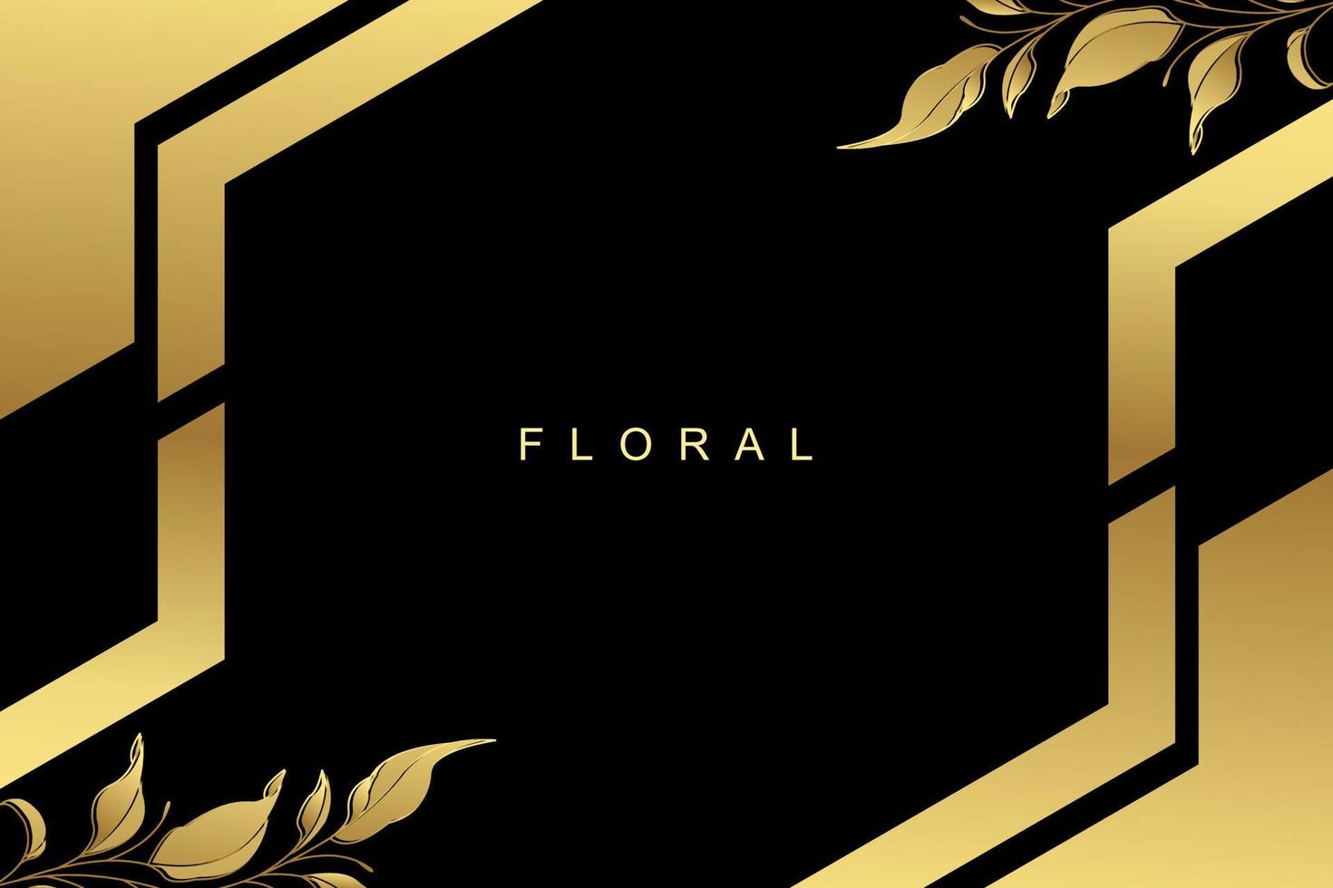 Luxury minimal style frame with golden line art flower and botanical leaves, Organic shapes. Vector background for banner, poster, wedding invitation and other concept. 2