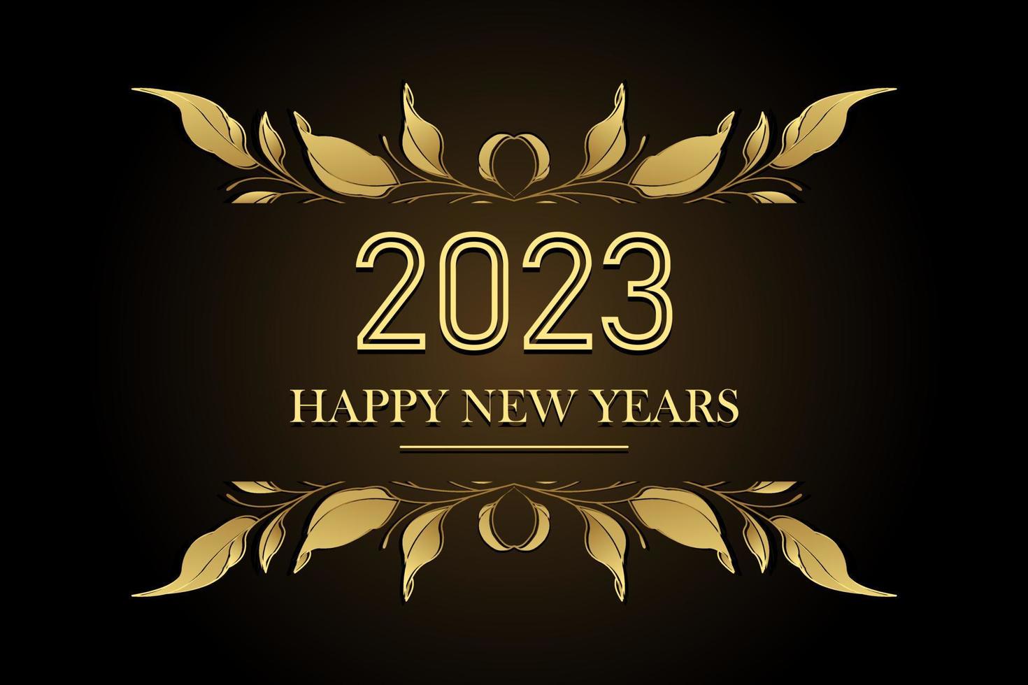 2023 Happy New Year With Floral Background Design. Greeting Card, Banner, Poster. Vector illustration.