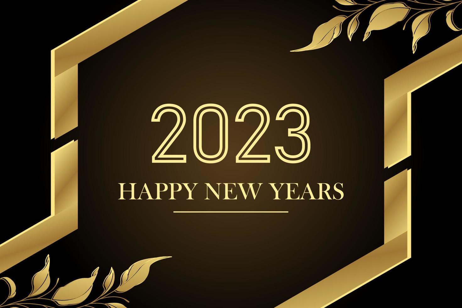 2023 Happy New Year With Floral Background Design. Greeting Card, Banner, Poster. Vector illustration.