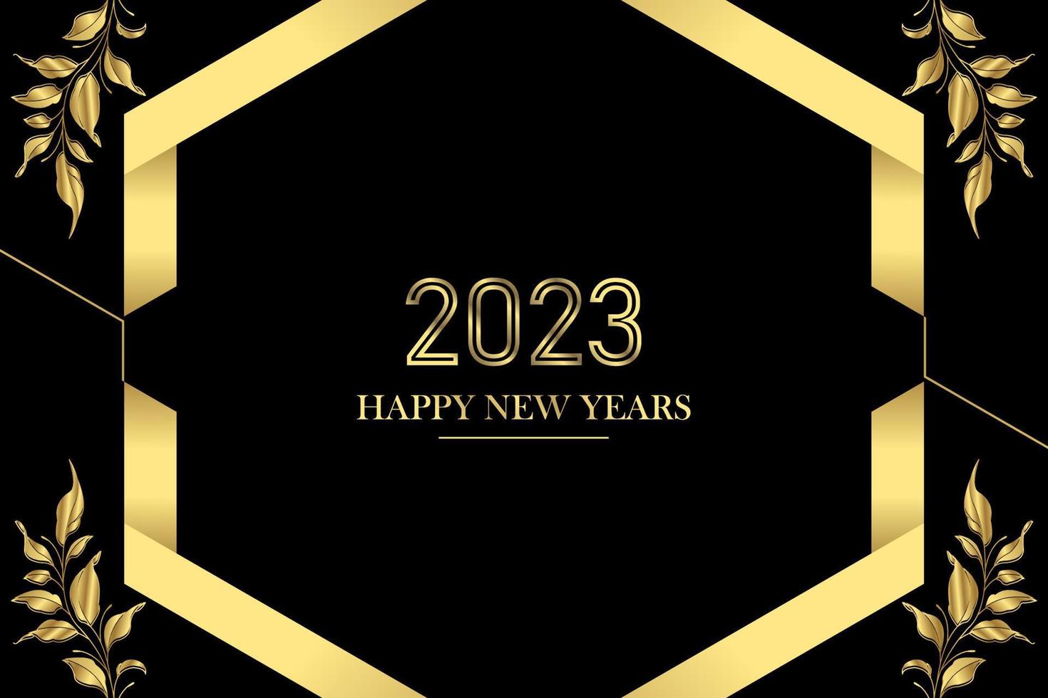 2023 Happy New Year With Floral Background Design. Greeting Card, Banner, Poster. Vector illustration.