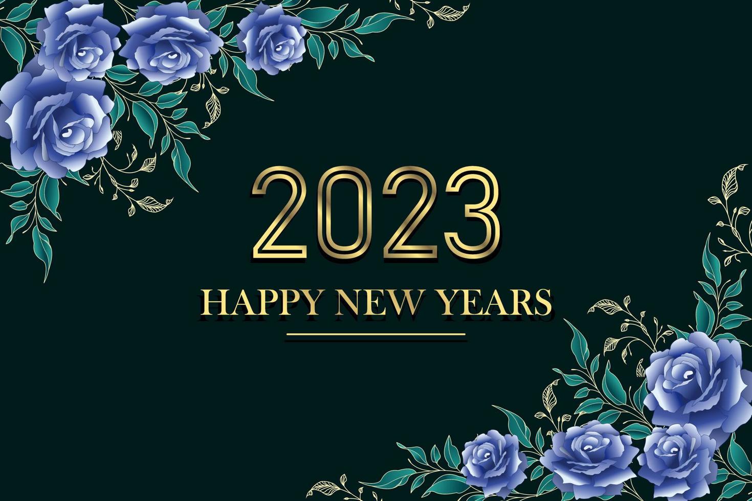 2023 feliz año nuevo con diseño de fondo floral. tarjeta de felicitación, pancarta, póster. ilustración vectorial vector