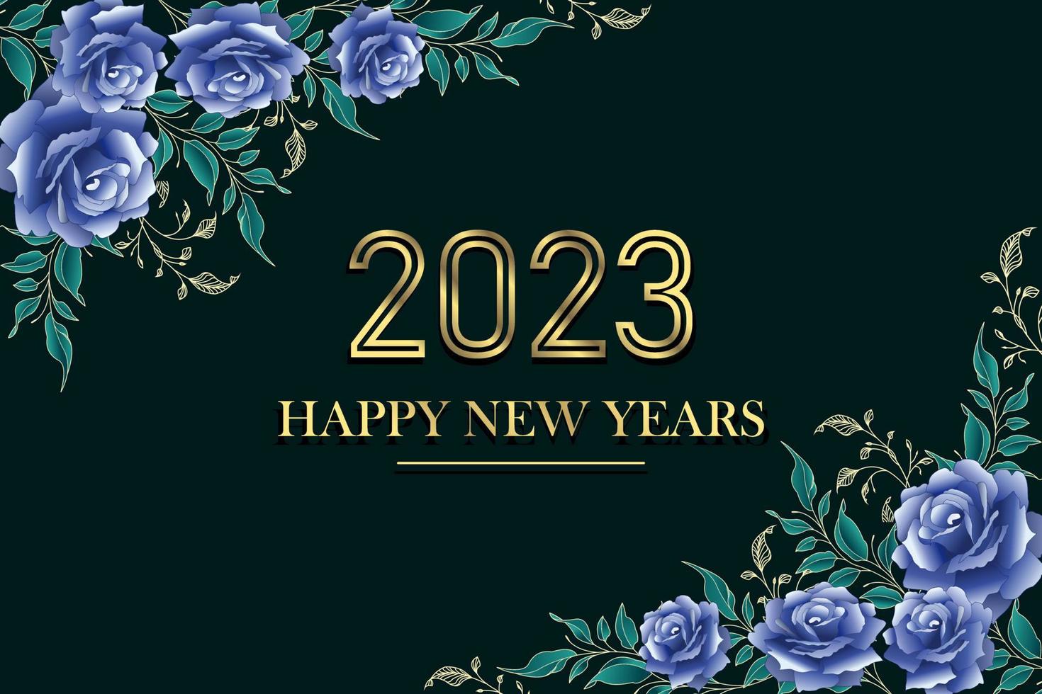 2023 Happy New Year With Floral Background Design. Greeting Card, Banner, Poster. Vector illustration.