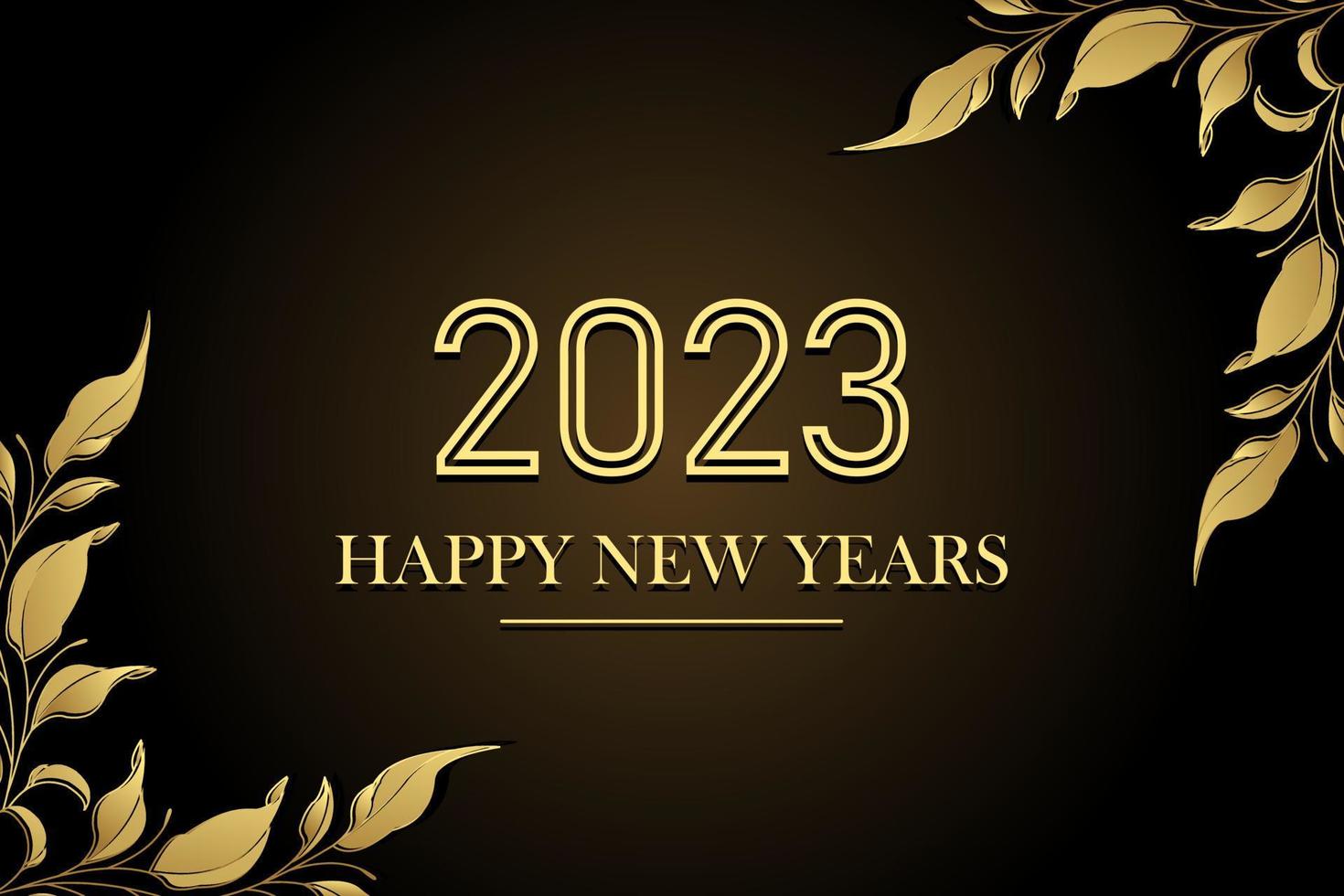 2023 Happy New Year With Floral Background Design. Greeting Card, Banner, Poster. Vector illustration.