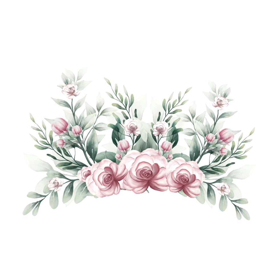 bouquet de fleurs aquarelles roses png