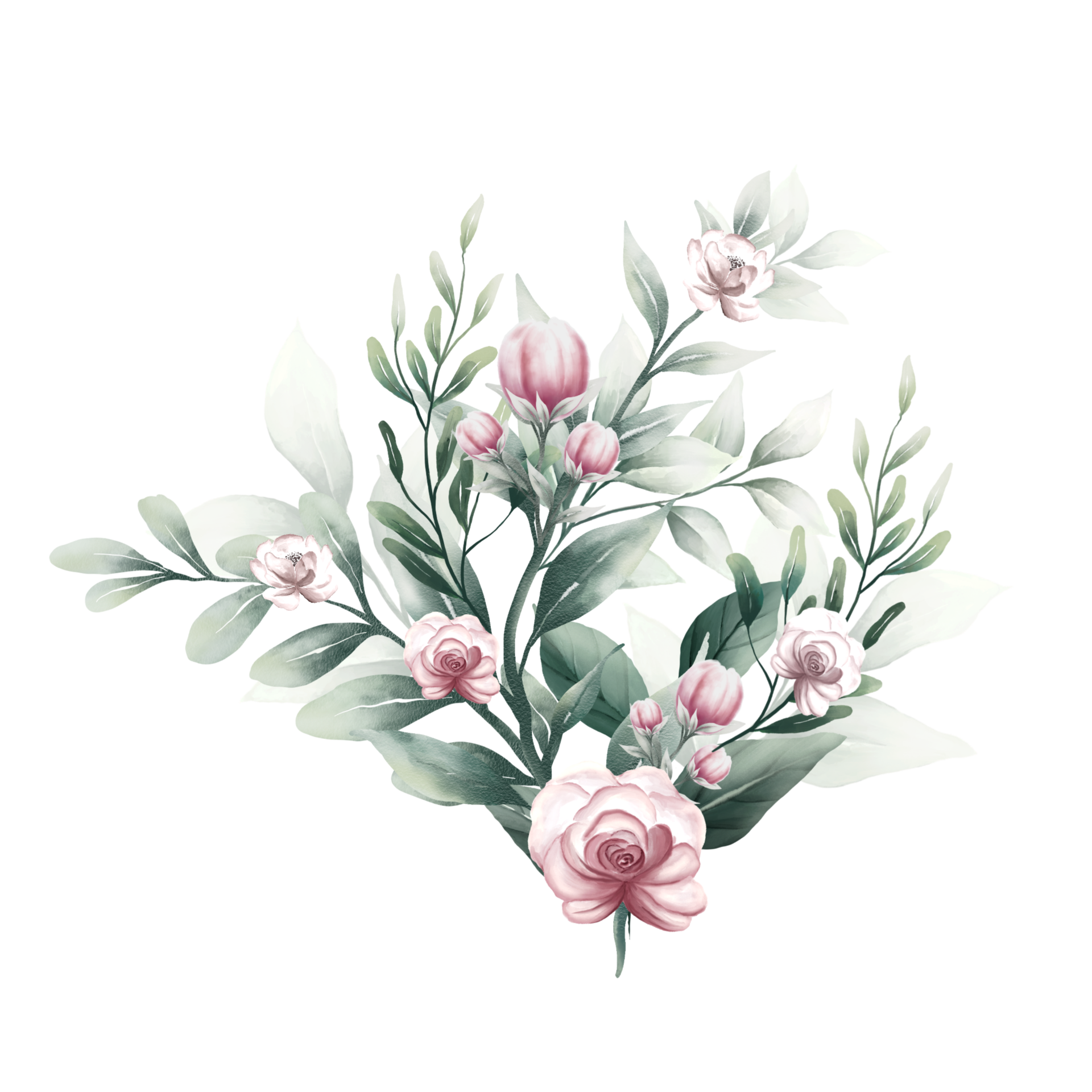 Free Bouquet Of Pink Watercolor Flowers 13855116 Png With Transparent