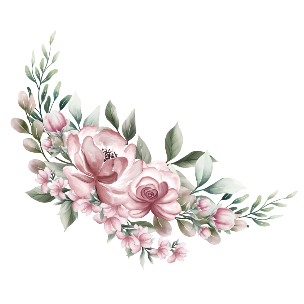 bouquet de fleurs aquarelles roses png