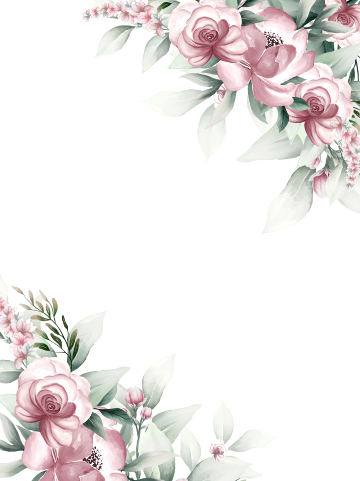 cadre fleur aquarelle rose png