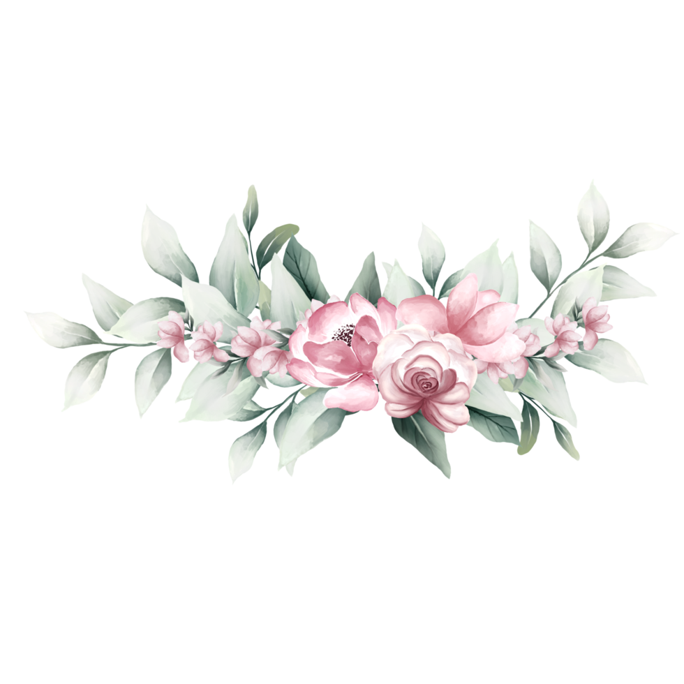 Bouquet of pink watercolor flowers png