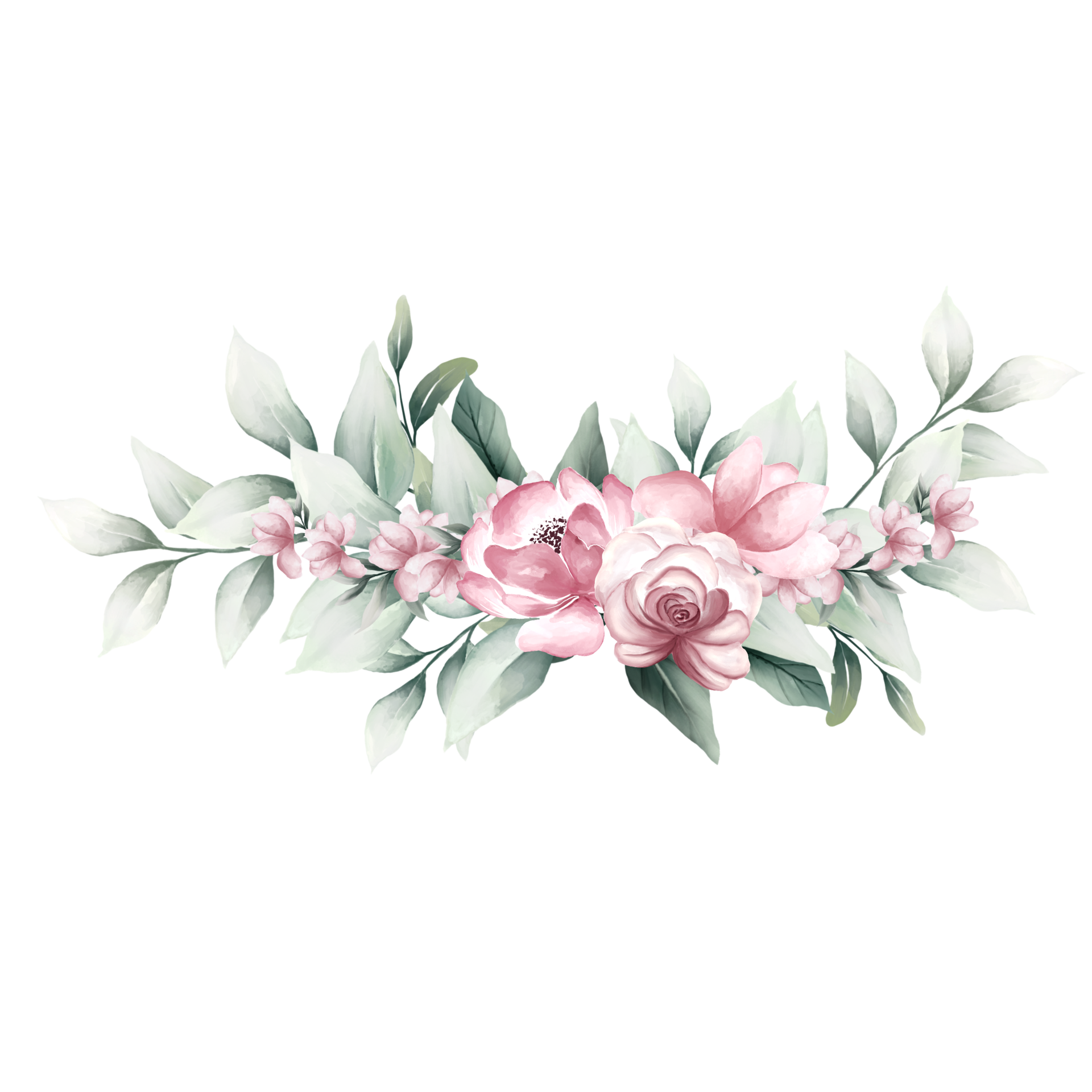 Bouquet of pink watercolor flowers 13855154 PNG