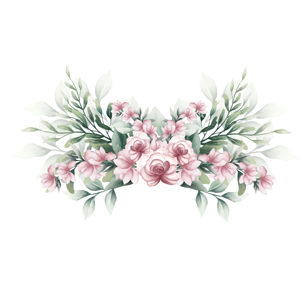 Bouquet of pink watercolor flowers png