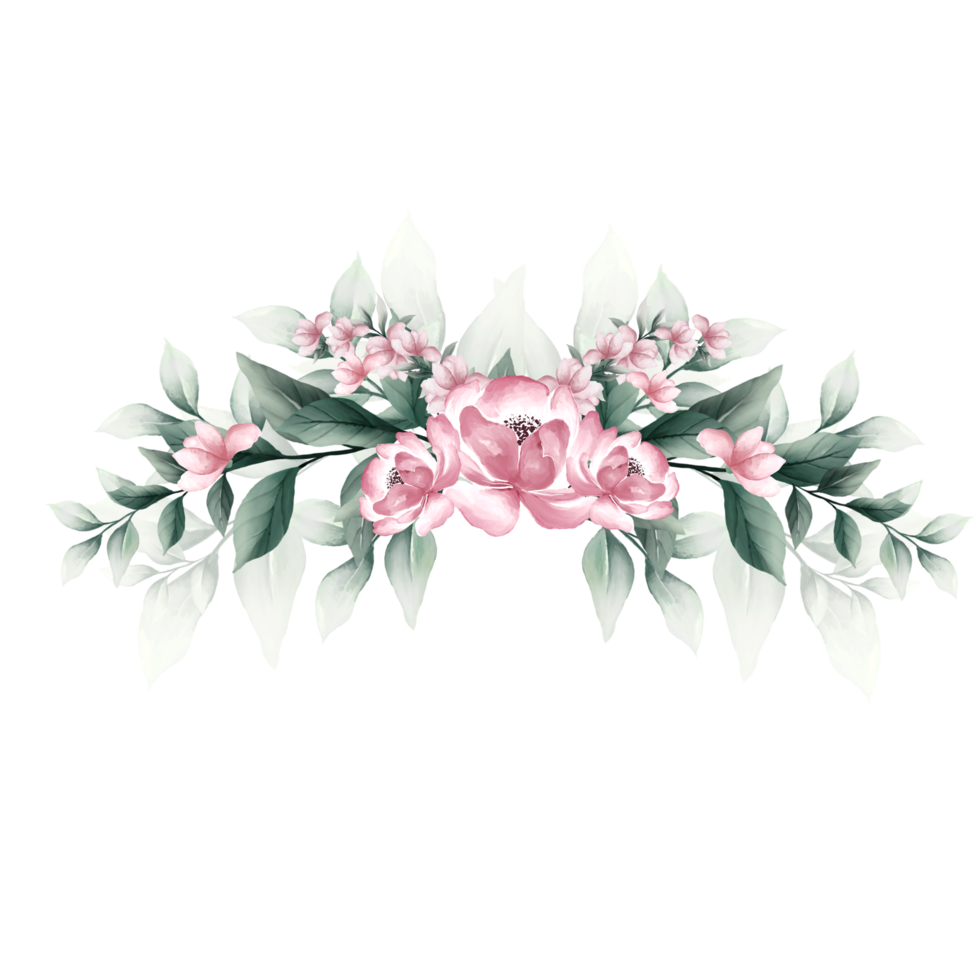 Bouquet of pink watercolor flowers png