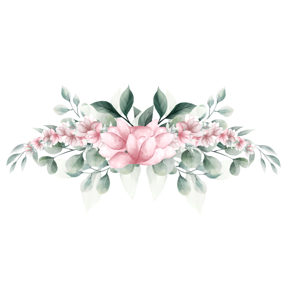 Bouquet of pink watercolor flowers png