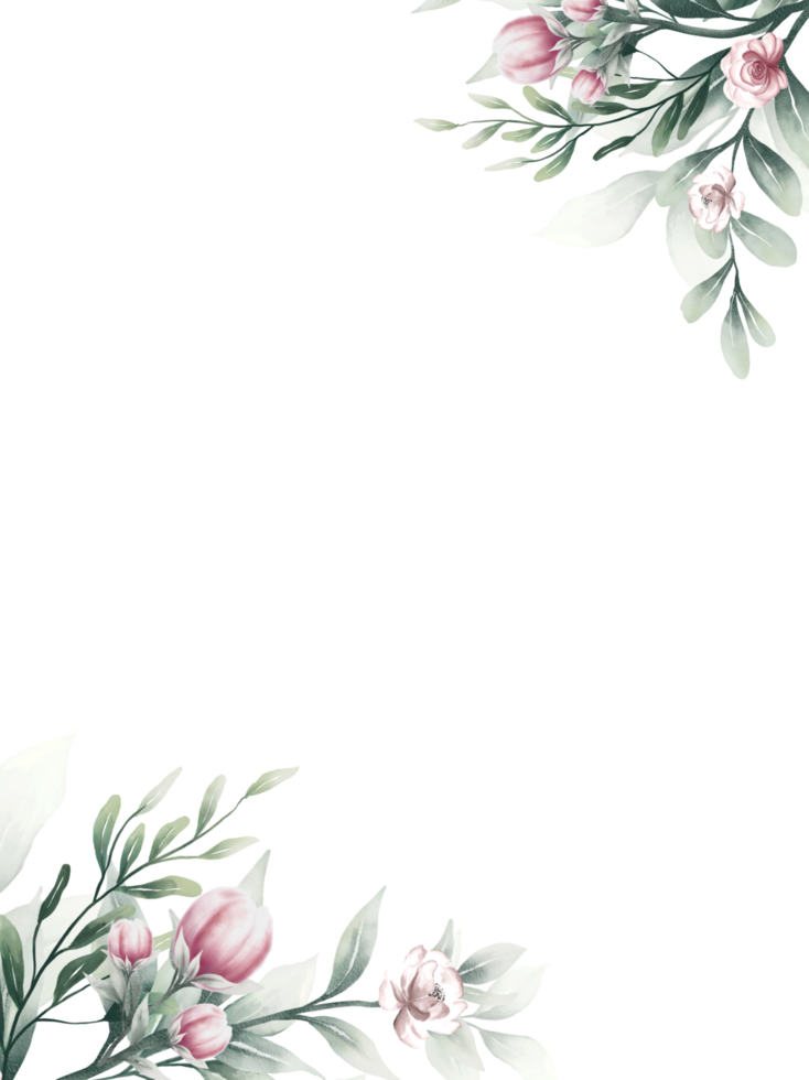 rosa aquarellblumenrahmen png