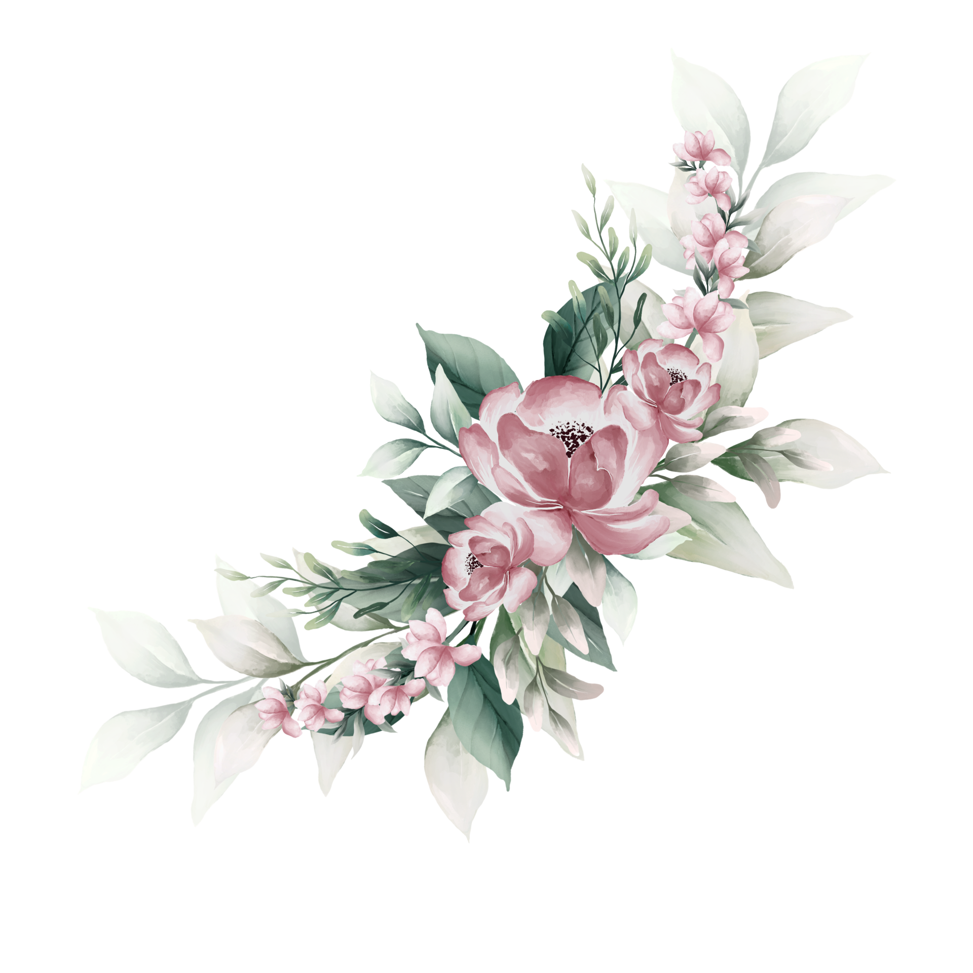 Bouquet of pink watercolor flowers 13855181 PNG