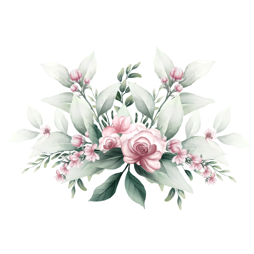 Bouquet of pink watercolor flowers 13855184 PNG