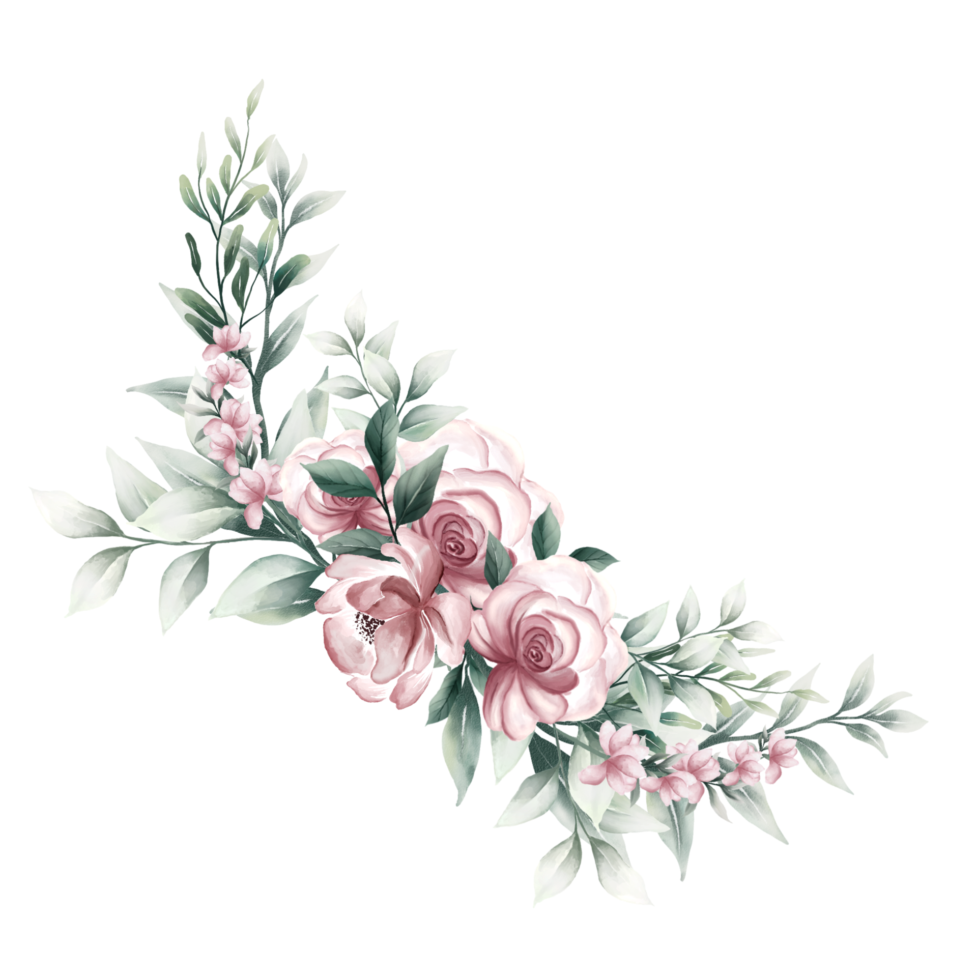 Bouquet of pink watercolor flowers 13855189 png