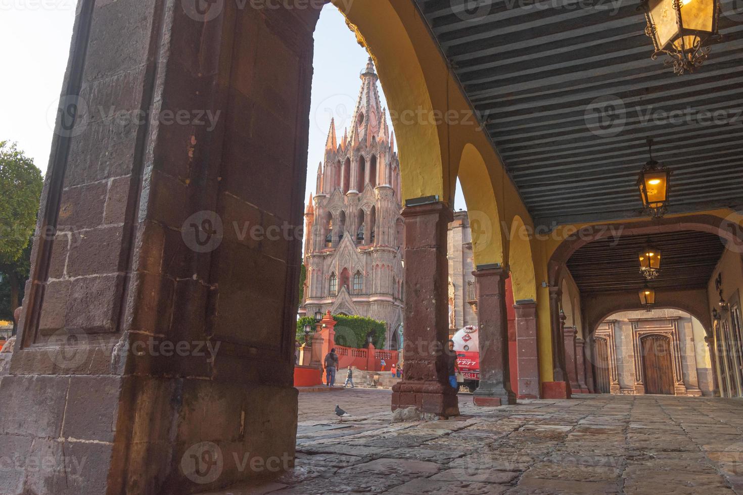 Parroquia Archangel church Jardin Town Square Rafael Chruch San Miguel de Allende, Mexico. Parroaguia created in 1600s photo