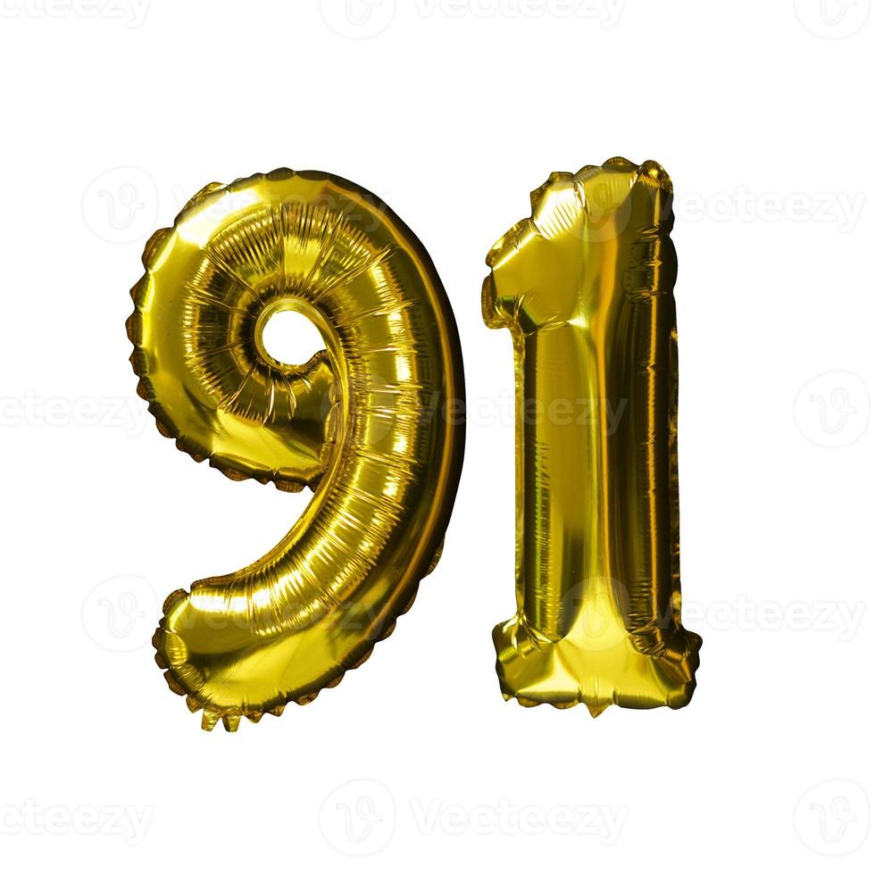 11 Golden number helium balloons isolated background. Realistic foil and latex balloons. design elements for party, event, birthday, anniversary and wedding. photo