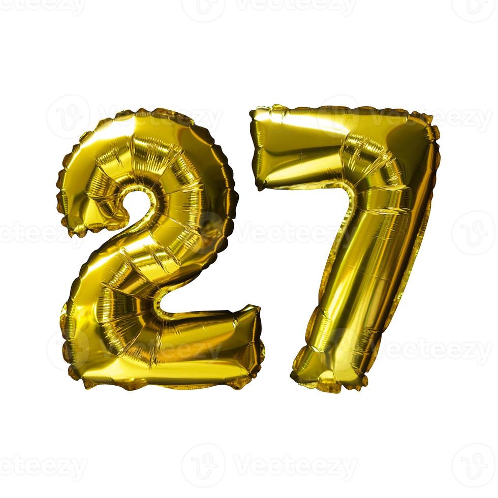 11 Golden number helium balloons isolated background. Realistic foil and latex balloons. design elements for party, event, birthday, anniversary and wedding. photo