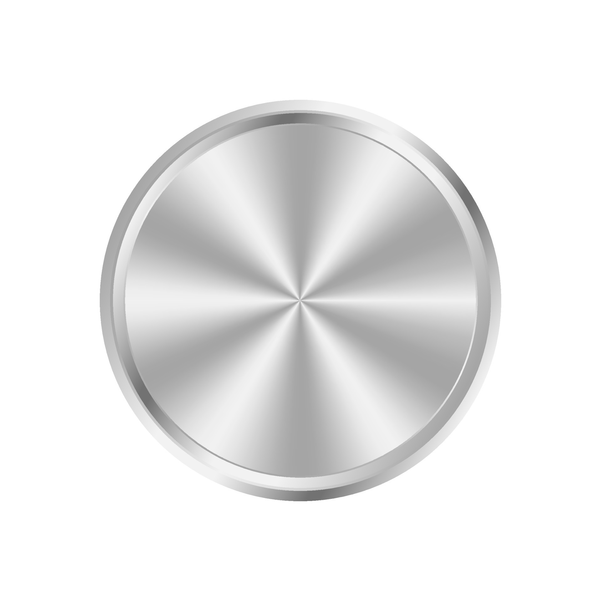 Silver circle plate background. Silver metal round medal. Button