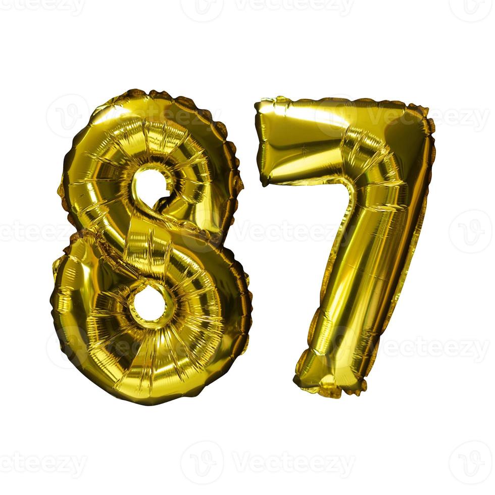 11 Golden number helium balloons isolated background. Realistic foil and latex balloons. design elements for party, event, birthday, anniversary and wedding. photo