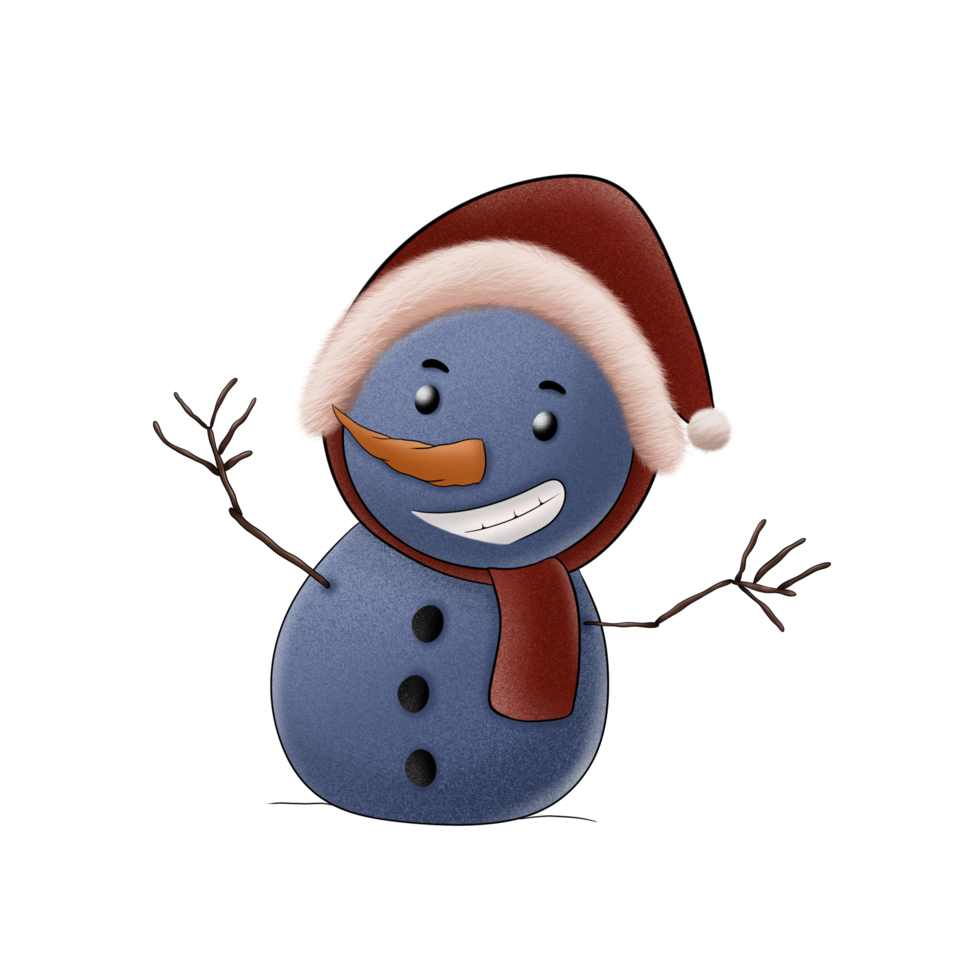 Cartoon snowman with a scarf png