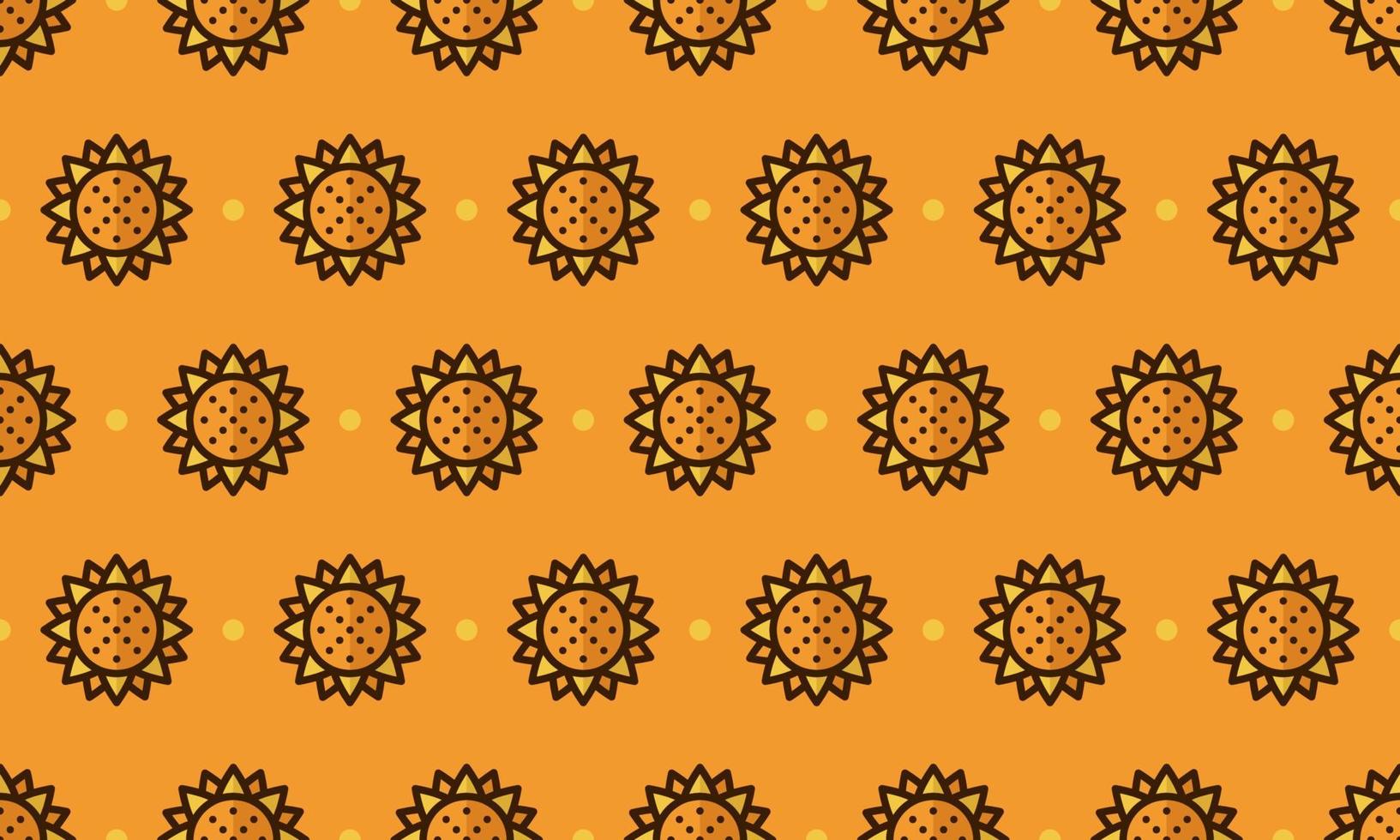 Sunflower pattern with cartoon sunflowers. Seamless sunflower background. Summer and spring seamless pattern with flat style sunflowers. Vector illustration