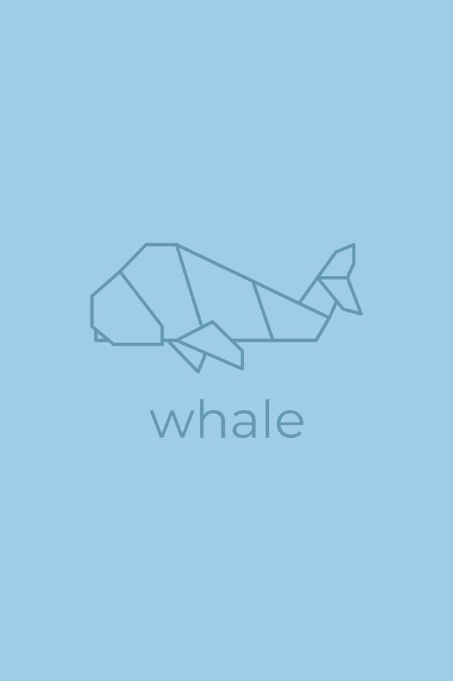 origami de ballena diseño de logotipo de ballena de arte de línea abstracta. papiroflexia de animales arte lineal de animales. ilustración de esquema de tienda de mascotas. ilustración vectorial vector