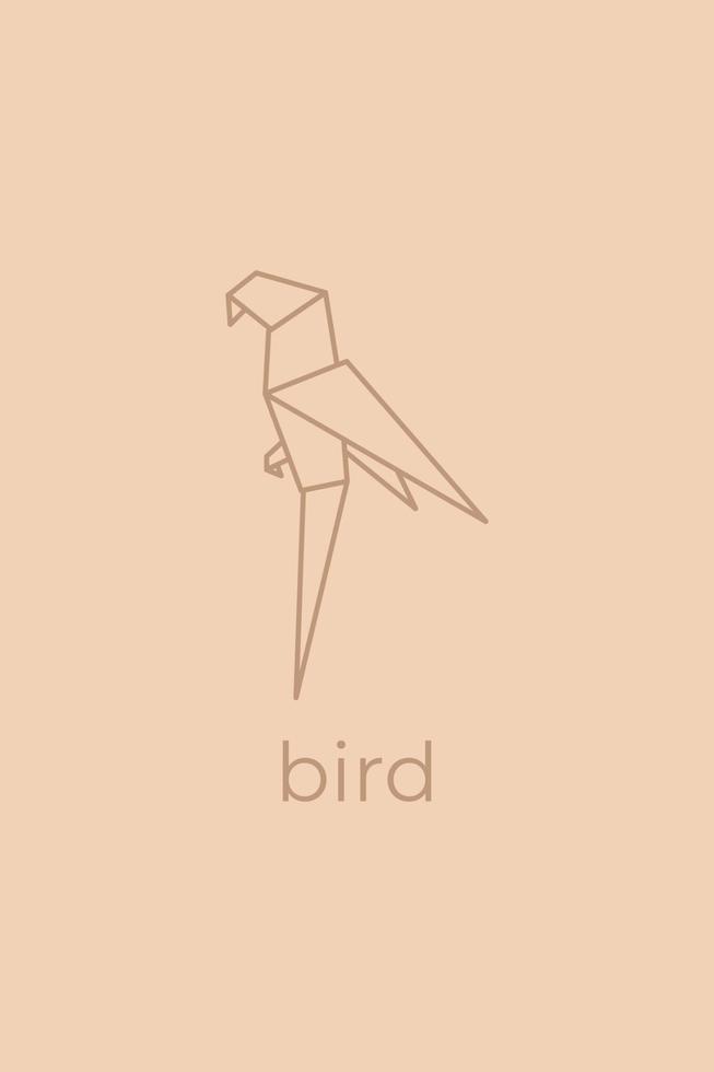 pájaro origami. diseño de logotipo de pájaro de arte de línea abstracta. papiroflexia de animales arte lineal de animales. ilustración de esquema de tienda de mascotas. ilustración vectorial vector
